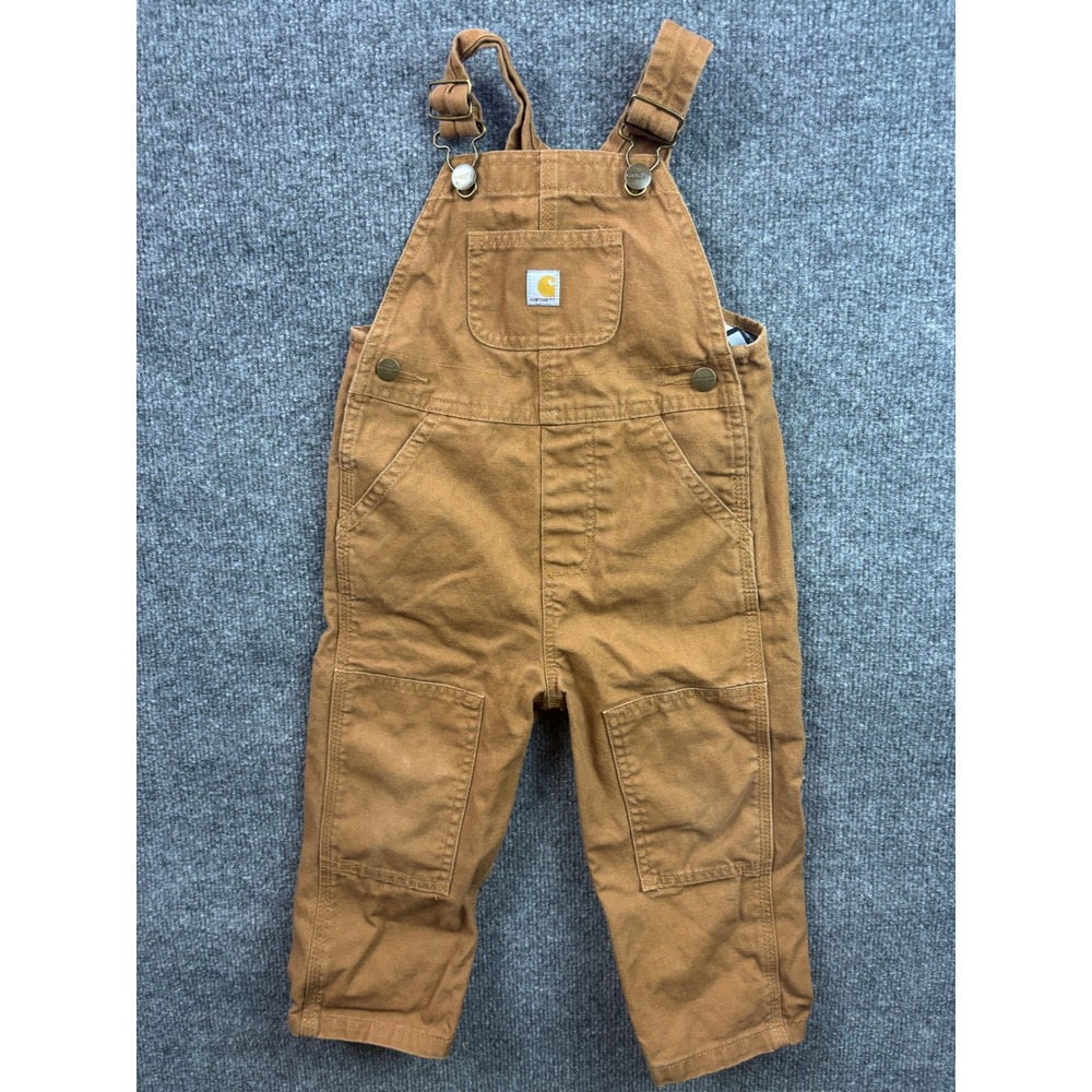 Carhartt Bib Overalls Toddler 2T Brown Canvas Double Knee OX8609-M211